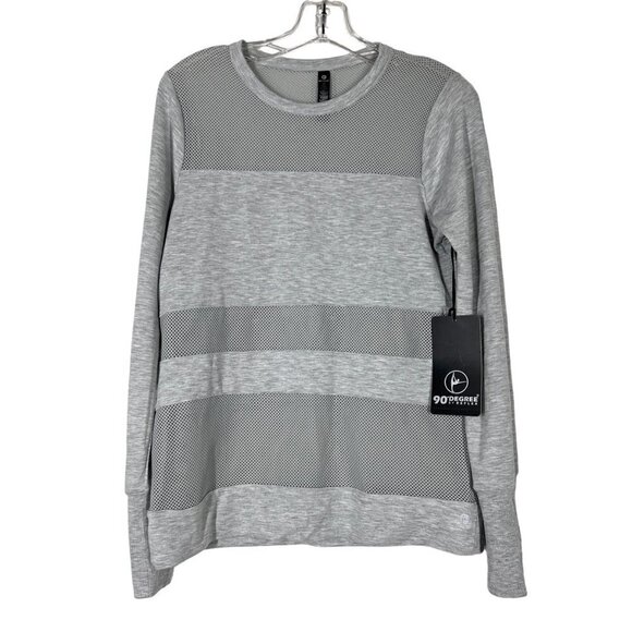 Gray Tunic Top Mesh Tee Crew Neck Athliesure Long Sleeve Medium - Picture 1 of 9